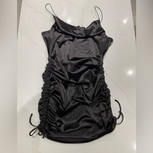 H&M Satin Black Ruched Dress, L